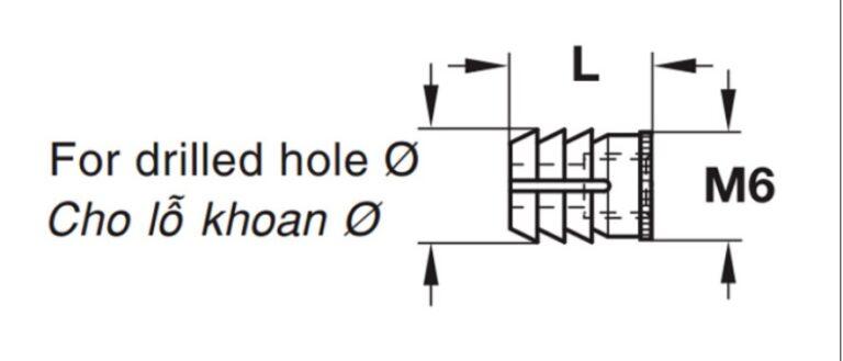 Tắc kê thân ốc liên kết Hafele 039.32.050 4 Kích thước của Tắc kê thân ốc liên kết Hafele 039.32.050