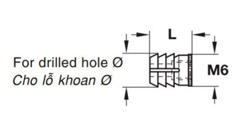 Tắc kê thân ốc liên kết Hafele 039.33.266 5 Kích thước của Tắc kê thân ốc liên kết Hafele 039.33.266