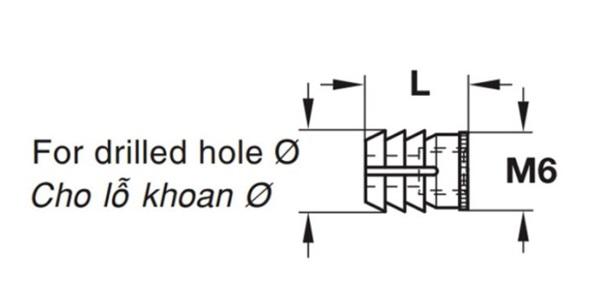 Tắc kê thân ốc liên kết Hafele 039.33.266 4 Kích thước của Tắc kê thân ốc liên kết Hafele 039.33.266