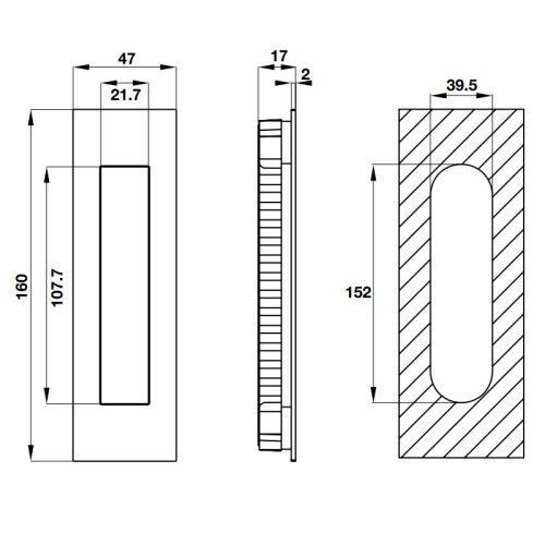 Tay nắm âm Hafele 903.11.960 5 Kích thước của Tay nắm âm Hafele 903.11.960