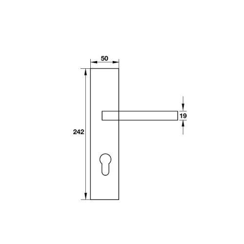 Kích thước của Tay nắm gạt đế dài C/C 72mm Hafele 903.99.303