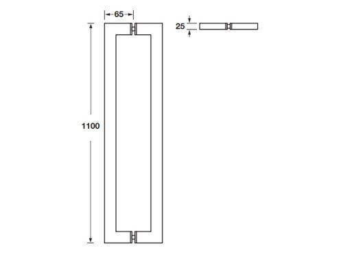 Kích thước của Tay nắm kéo vuông C/C 1075mm Hafele 499.68.039