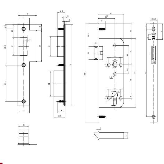 Thân khóa lưỡi gà C/C 72mm Hafele 911.25.101 4 Kích thước của Thân khóa lưỡi gà C/C 72mm Hafele 911.25.101