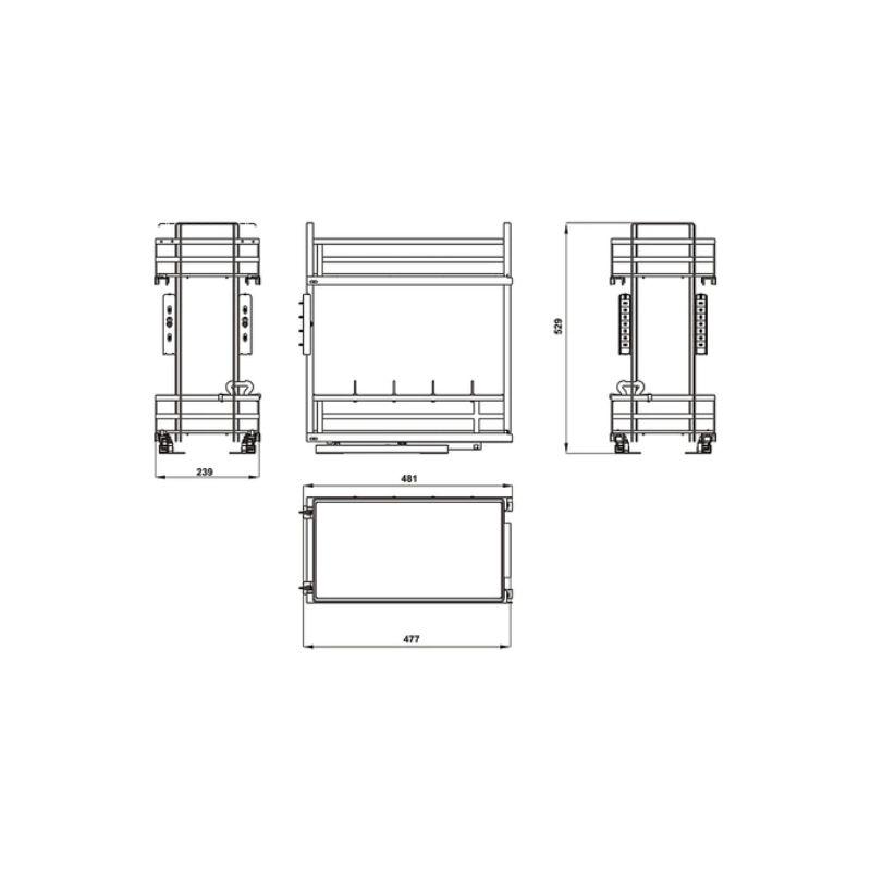 Bộ rổ gia vị Hafele Omero 549.20.823 300mm 6 Bộ rổ gia vị Hafele Omero 549.20.823 300mm