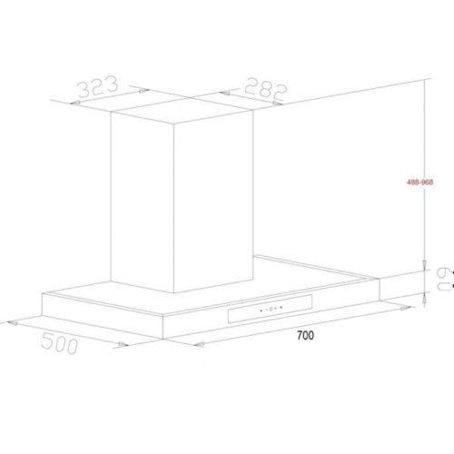 Kích thước của máy hút mùi Chefs EH-R106E7D