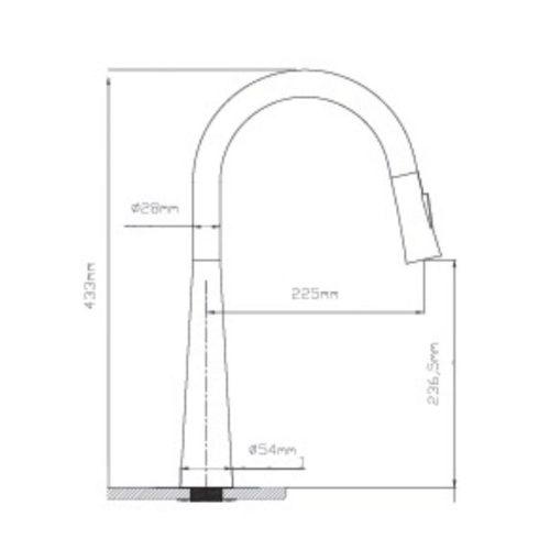 Kích thước vòi rửa bát nóng lạnh Paul Schmitt PA305K có dây rút