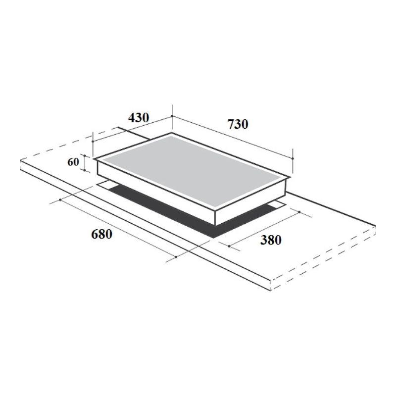 Bếp từ đôi Canzy CZ-ML86A lắp âm 4 Kích thước lắp đặt bếp từ đôi Canzy CZ-ML86A lắp âm