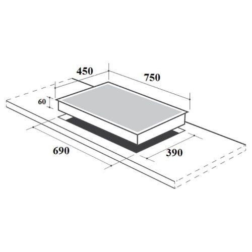 Bếp từ đôi Canzy CZ-TL867T lắp âm 5 Kích thước lắp đặt bếp từ đôi Canzy CZ-TL867T lắp âm