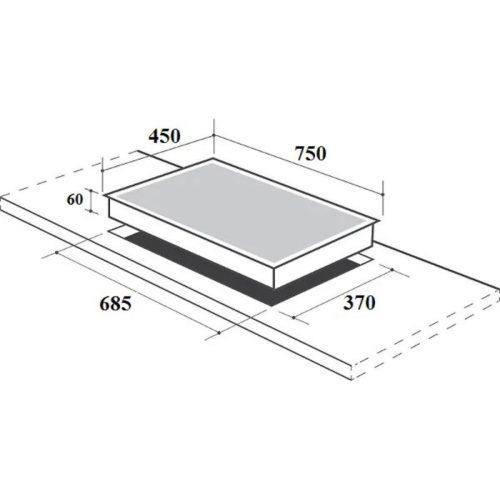 Kích thước lắp đặt bếp từ đôi Canzy CZI-9922P lắp âm