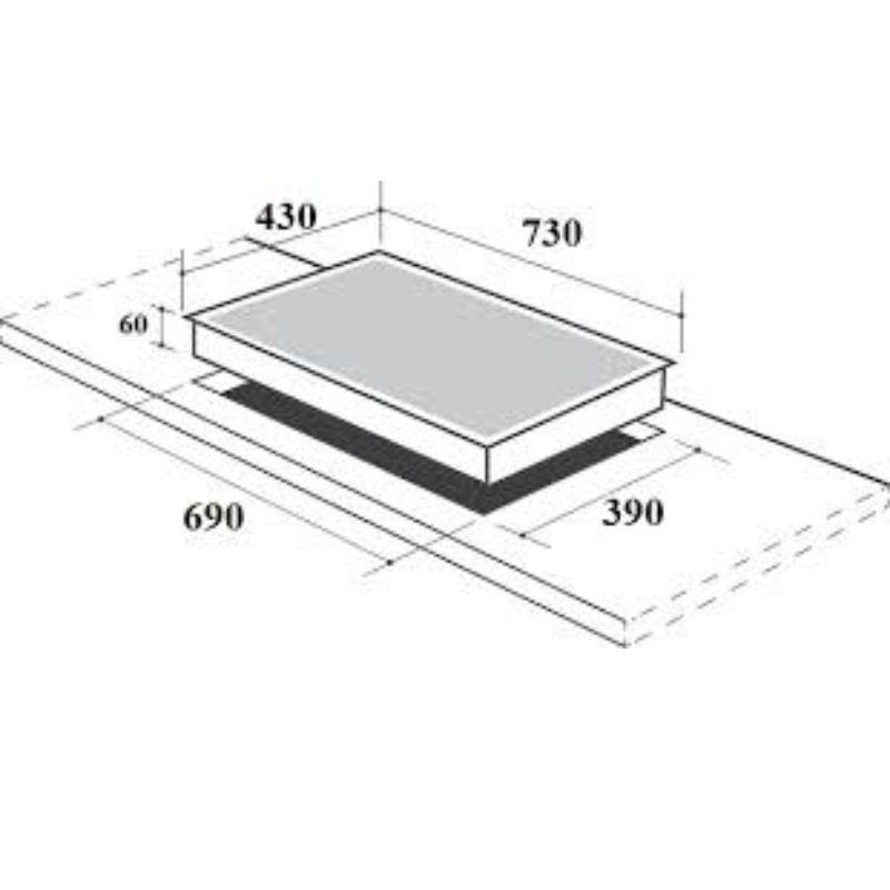 Bếp từ kết hợp hồng ngoại Canzy CZ-56RD lắp âm 5 Kích thước bếp điện Từ Canzy CZ-56RD