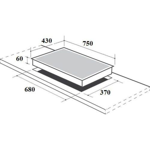 Kích thước bếp gas âm Canzy CZ-68H