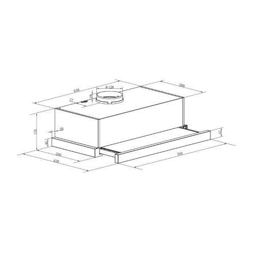 Kích thước máy hút mùi âm tủ Canzy CZ C517I