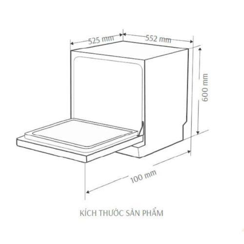 Kích thước máy rửa bát Canzy CZ-DW11GB