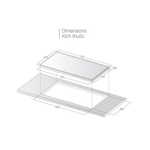 Kích thước bếp từ đôi Lorca LCI 816 PLUS lắp âm