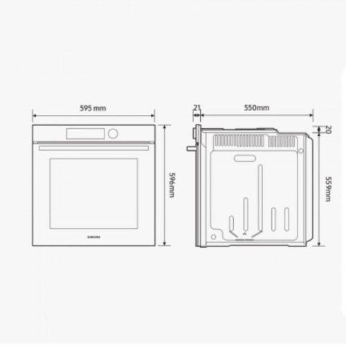 Kích thước lò nướng âm tủ 76 lít Samsung NV7B41201AS/SV