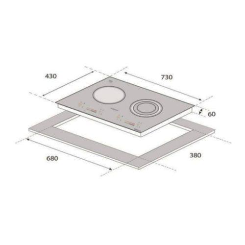 Kích thước bếp từ Eurogold 2 vùng nấu EUH2210 lắp âm