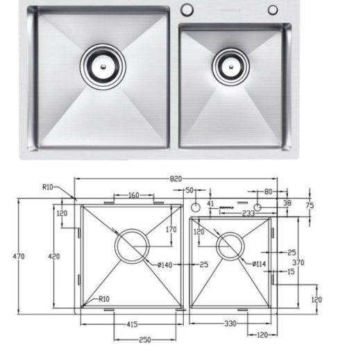 Chậu rửa bát chống xước Eurogold EUC28247EA 5 Kích thước chậu rửa bát chống xước Eurogold EUC28247EA