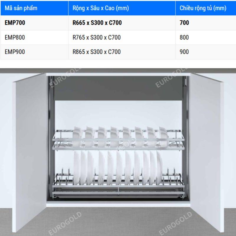 Giá bát nâng hạ điện Eurogold ESP9970 4 Kích thước giá bát nâng hạ điện Eurogold EMP700