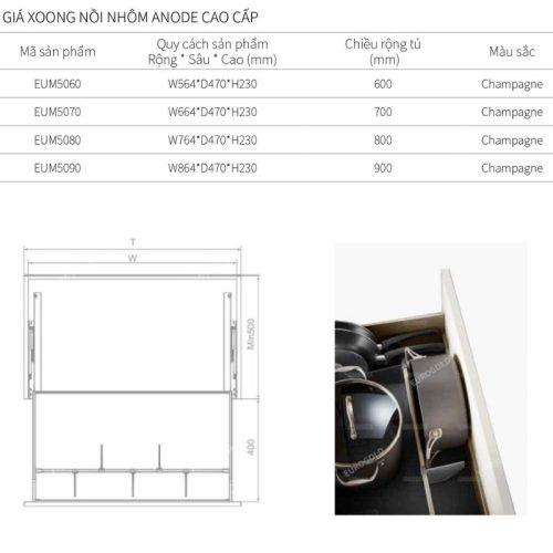 Giá xoong nồi Eurogold EUM5090 5 Kích thước giá xoong nồi Eurogold EUM5090