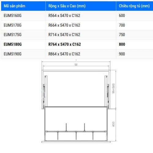 Giá xoong nồi Eurogold EUM5180G 5 Kích thước giá xoong nồi Eurogold EUM5180G