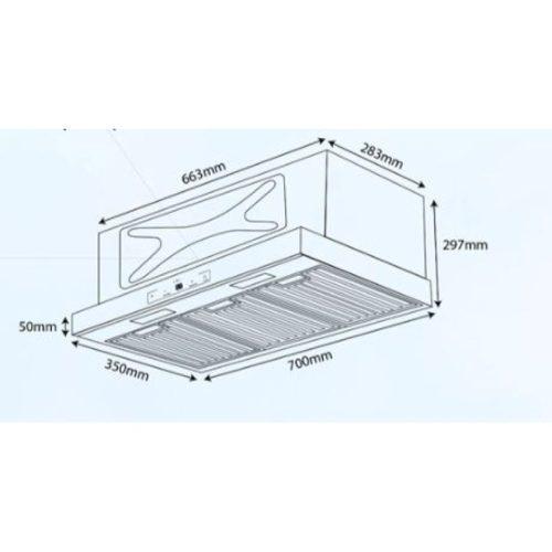 Máy hút mùi âm tủ Kocher Turbo X-350N 5 Kích thước máy hút mùi âm tủ Kocher Turbo X-350N