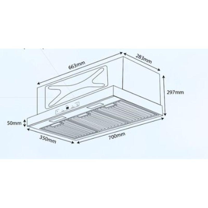 Máy hút mùi âm tủ Kocher Turbo X-350T 4 Kích thước máy hút mùi âm tủ Kocher Turbo X-350T