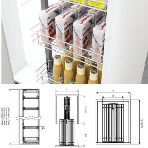 Tủ kho nan 6 tầng cánh rút Eurogold EKR11640 5 Kích thước tủ kho nan 6 tầng cánh rút Eurogold EP90640S