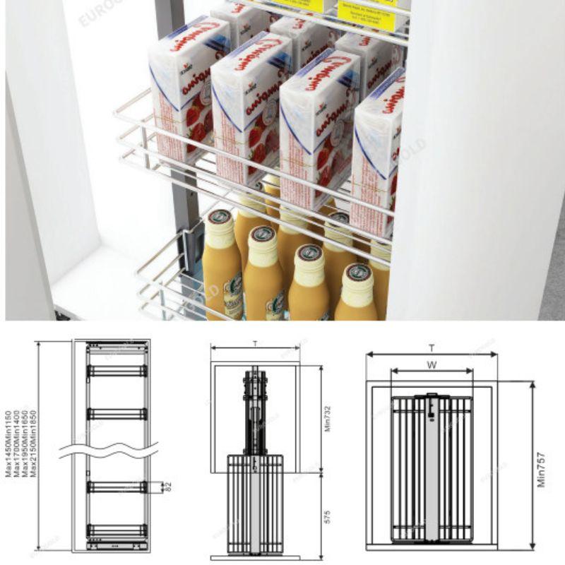 Tủ kho nan 6 tầng cánh rút Eurogold EKR11640 4 Kích thước tủ kho nan 6 tầng cánh rút Eurogold EP90640S