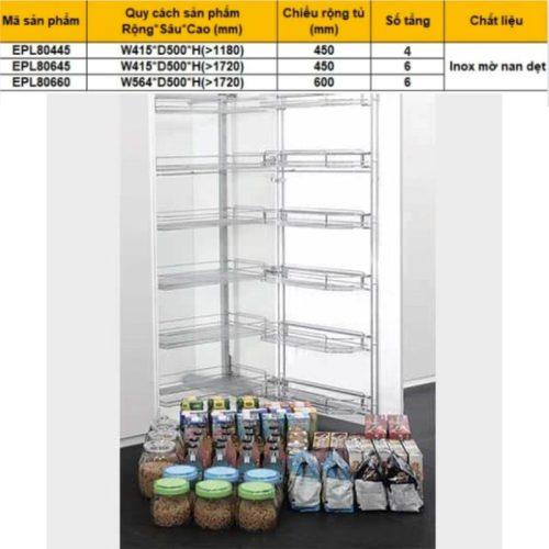 Kích thước tủ khô nan dẹt 6 tầng Eurogold EPL80645
