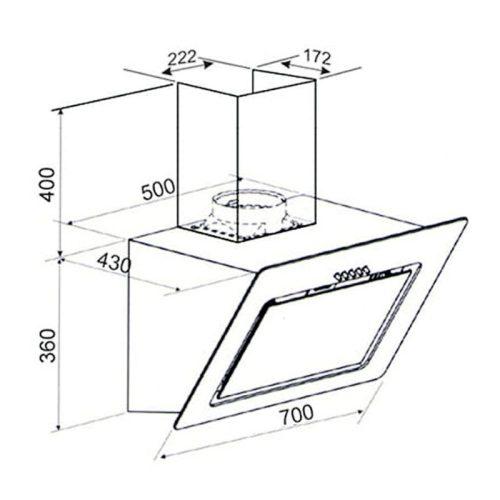 Máy hút mùi áp tường Binova BI-65-IG-07 5 Kích thước máy hút mùi áp tường Binova BI-65-IG-07
