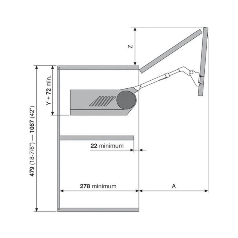 Hộp lực tay nâng Blum Aventos HF-25 372.94.034 4 Kích thước Hộp Lực Tay Nâng Blum Aventos HF-25 372.94.034