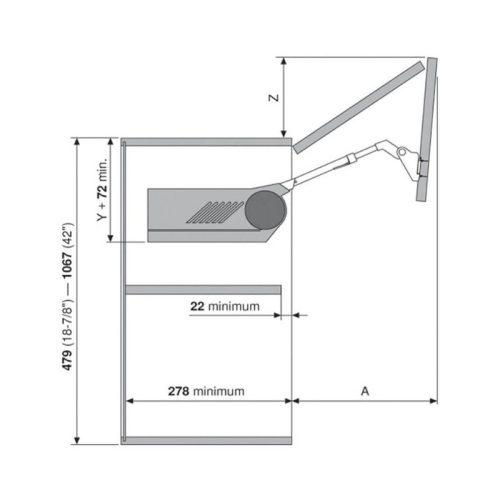 Hộp lực tay nâng Blum Aventos HF-28 372.94.035 5 Kích thước hộp lực tay nâng Blum Aventos HF-28 372.94.035