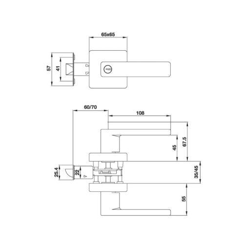 Khóa tay nắm gạt cửa WC Häfele DIY 499.63.973 9 Kích thước khóa tay nắm gạt cửa WC Häfele DIY 499.63.973