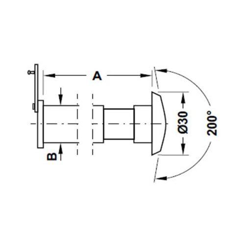 Kích thước mắt thần gắn cửa góc nhìn 200º có nắp che Hafele DIY 489.70.435