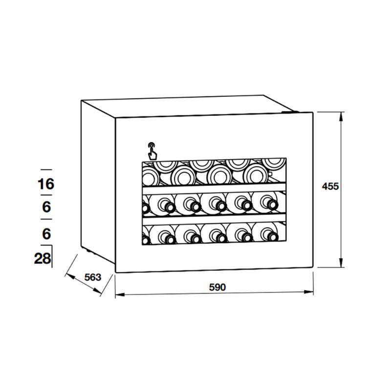 Tủ rượu Hafele HW-C62BB 533.17.001 lắp âm 5 Kích thước tủ rượu Hafele HW-C62BB 533.17.001 lắp âm