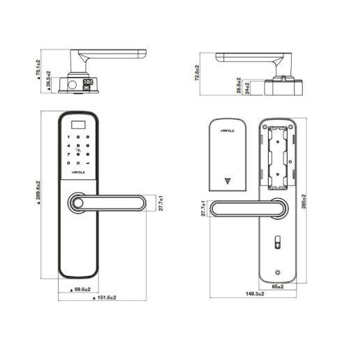 Thông số kỹ thuật khoá điện tử Hafele DL6000 912.20.581