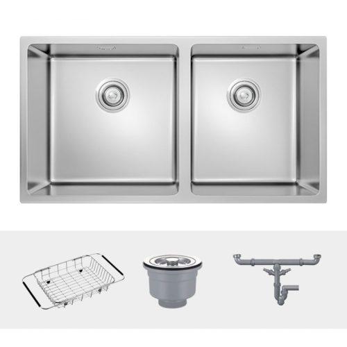 Ảnh chậu rửa bát inox 2 hố Konox Cube 8144DU