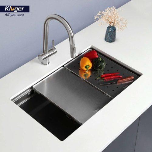 Ảnh thực tế chậu rửa bát 1 hố Kluger KWU8161FS-S76 Plus