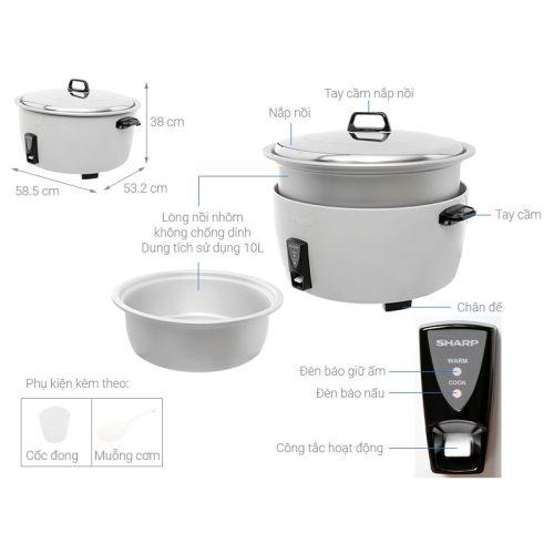 Nồi cơm điện 10L Sharp KSH-D1010V 7 Chi tiết nồi cơm điện 10L Sharp KSH-D1010V