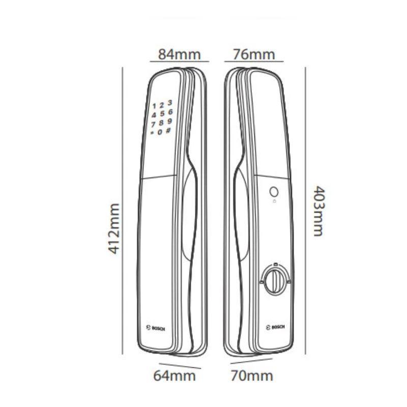 Khóa cửa thông minh Bosch EL800VX EU Gray 5 Kích thước khóa cửa thông minh Bosch EL800VX EU Gray