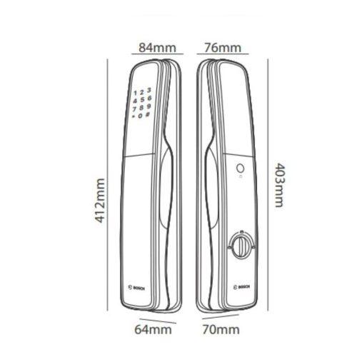 Kích thước khóa cửa thông minh Bosch EL800X EU Gray