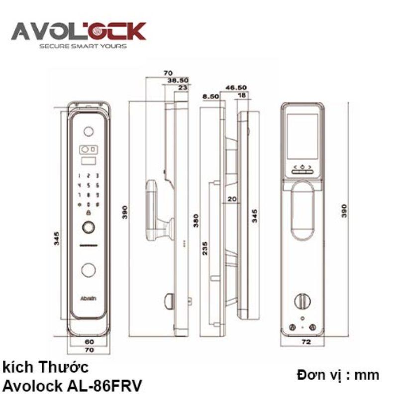 Khóa cửa thông minh Avolock AL-86FRV-IN 4 Kích thước khóa cửa thông minh Avolock AL-86FRV-IN