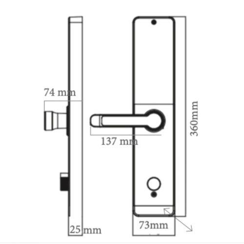 Kích thước khóa thông minh Avolock AV-61-B