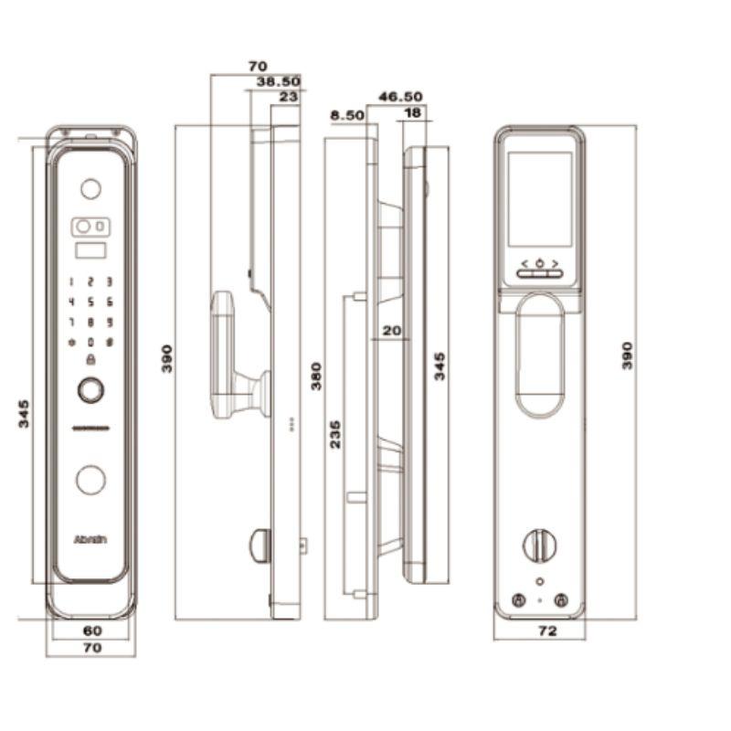 Khóa cửa điện tử Avolock AV-69-B 4 Kích thước khóa cửa điện tử Avolock AV-69-B