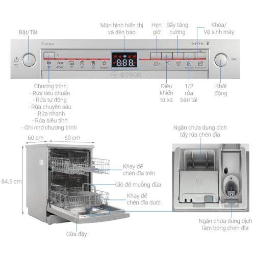 Máy rửa bát độc lập Bosch SMS2HTI79E 9 Kích thước máy rửa bát độc lập Bosch SMS2HTI79E