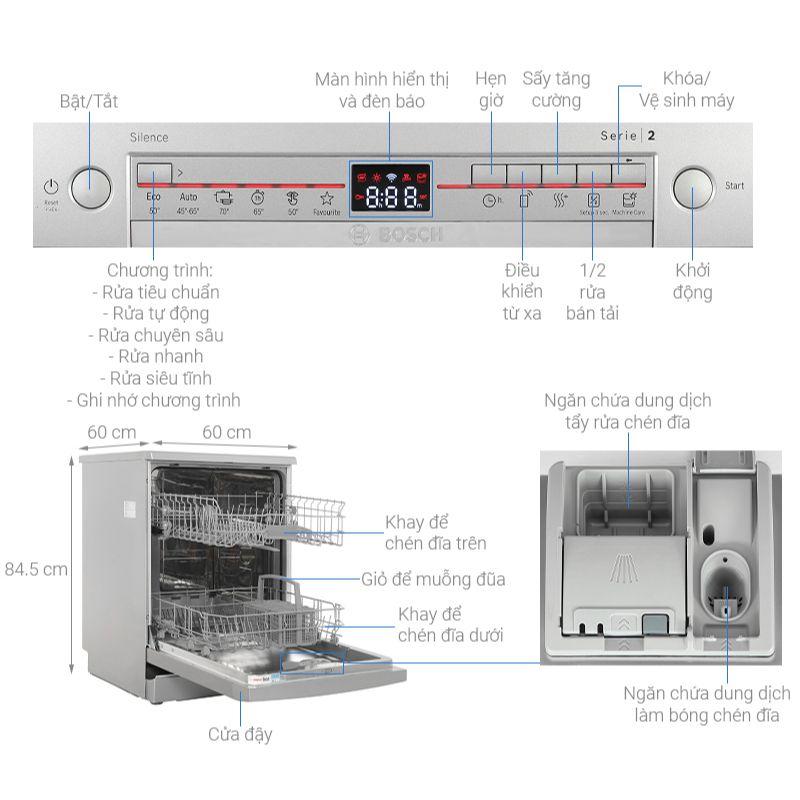 Máy rửa bát độc lập Bosch SMS2HTI79E 6 Kích thước máy rửa bát độc lập Bosch SMS2HTI79E