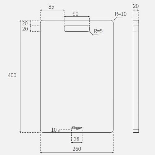 Thớt gỗ tre Kluger KCB-101W 9 Kích thước thớt gỗ tre Kluger KCB-101W