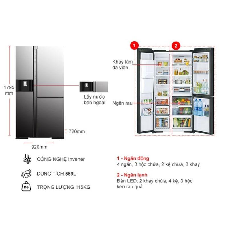Tủ lạnh 3 cánh side by side 569 lít Hitachi MY800GVGV0 MIR 6 Chi tiết tủ lạnh 3 cánh side by side 569 lít Hitachi MY800GVGV0 MIR