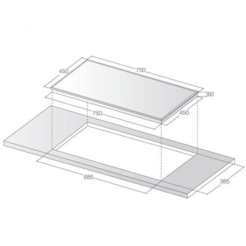 Kích thước bếp từ đôi Lorca LCI 809 Pro lắp âm