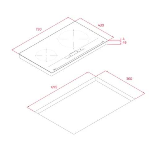 Bếp từ đôi Teka TOTAL IZC 72610 MST BK 112500059 lắp âm 7 Kích thước bếp từ đôi Teka TOTAL IZC 72610 MST BK 112500059 lắp âm